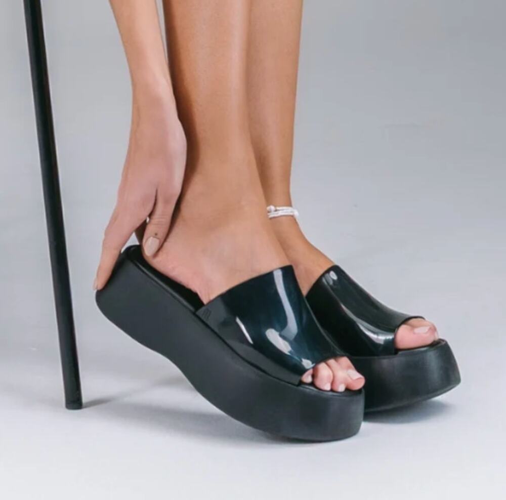 Melissa Becky Platform Slide Sandals Black